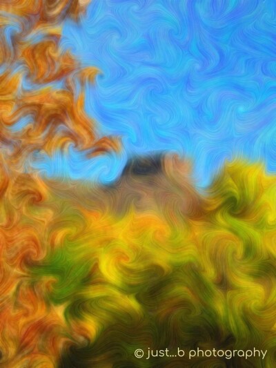 North Table Mountain with colorful fall trees Golden, CO.